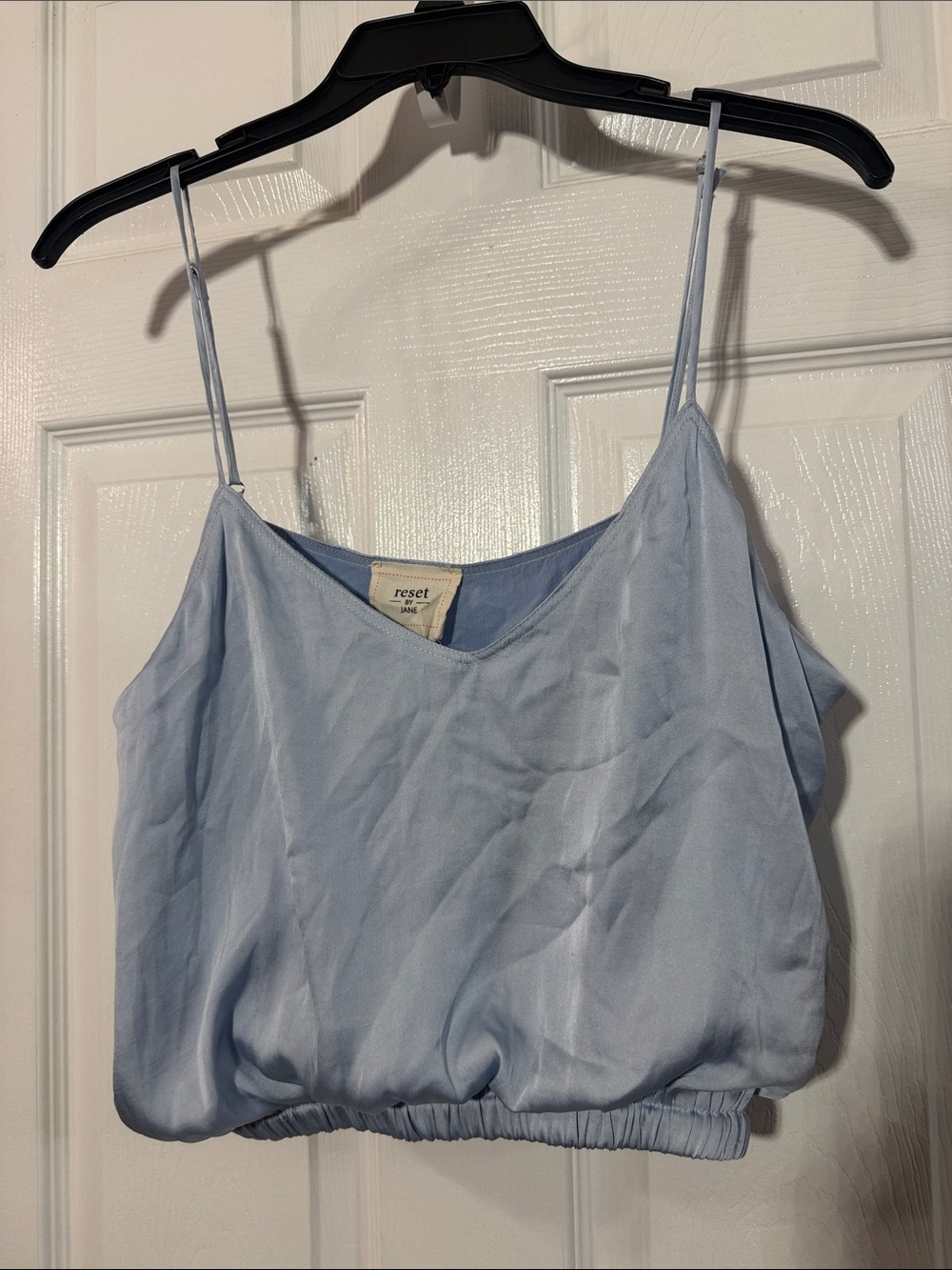 Reset Light Blue Spaghetti-Strap Cropped Camisole
